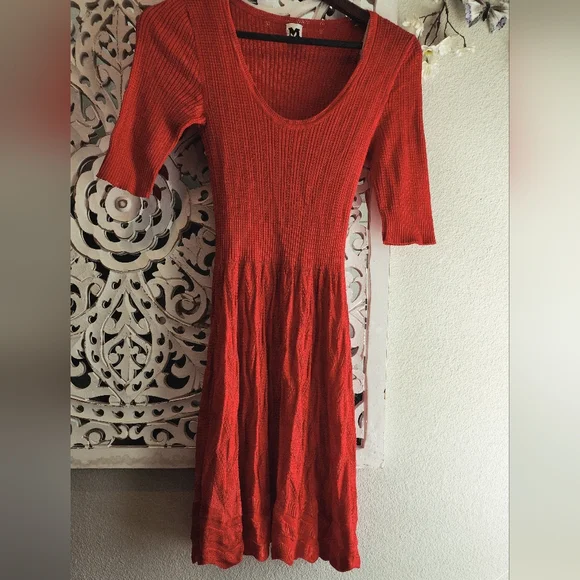 MISSONI WOMENS CREW NECK SHORT SLEEVE KNITTED FIT & FLARE DRESS SZ US 6 - Picture 8 of 14